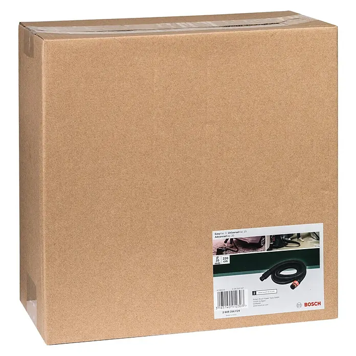Bosch Saugschlauch - 2 Stk., Länge: 2,2 m, Durchmesser: 35 mm - Karton mit Bosch EasyVac 3, UniversalVac 15 und AdvancedVac 20 Staubsaugerzubehör, Durchmesser 35 mm, Länge 220 cm.
