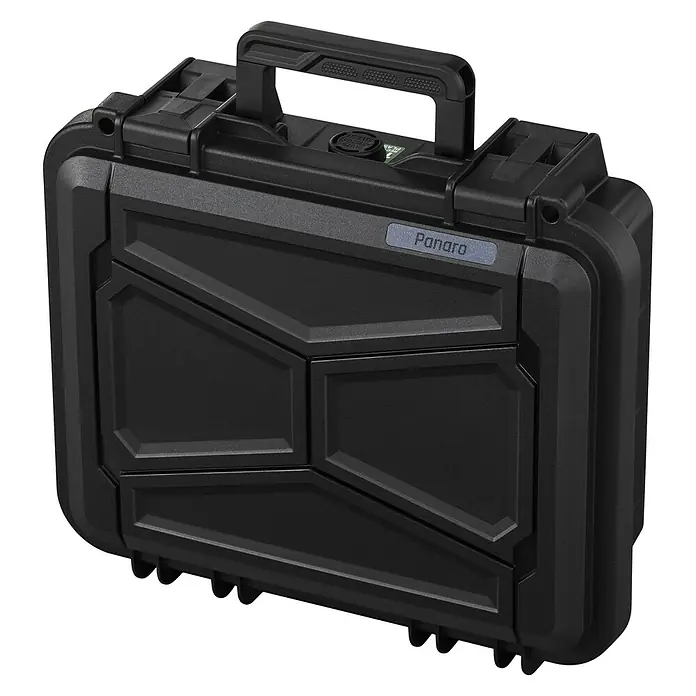 Wasserdichter Koffer EKO30 - L x B x H: 290 x 220 x 105 mm, Mit Würfelschaumstoffeinlage, Grau - Schwarzer Panaro-Koffer, robust und ideal für den sicheren Transport von Ausrüstung. Das robuste Design schützt den Inhalt zuverlässig.