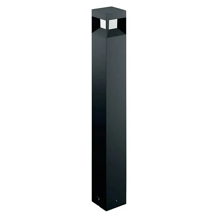 Philips Sobremuro exterior Parterre 77 - 8 W, Color del marco: Negro, Blanco cálido, 10 x 10 x 77 cm, Con bombillas - Elegante luz negra para exteriores para el jardín. Forma cuadrada con un acento de luz brillante para una iluminación exterior moderna.