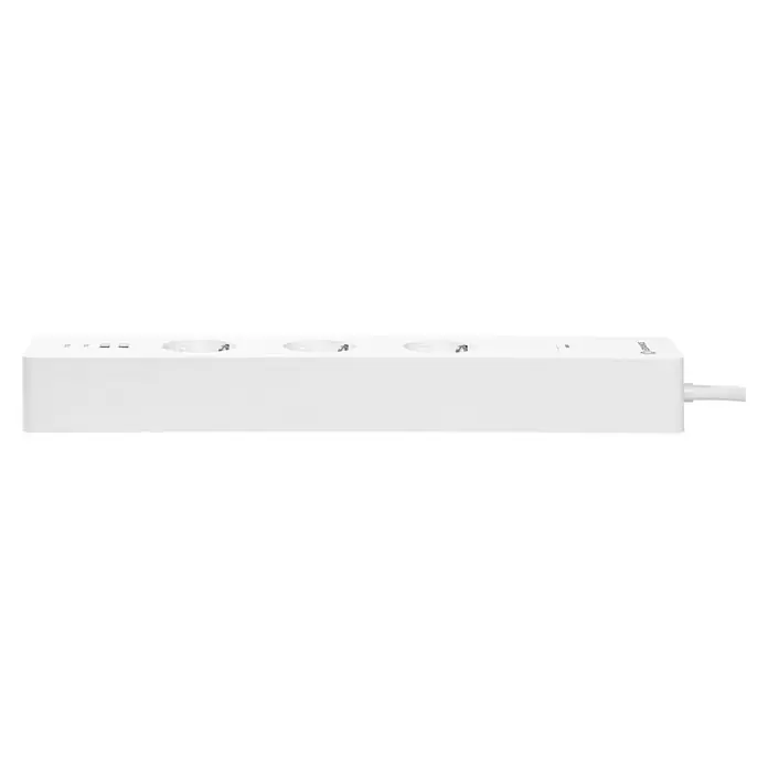Ledvance Smart+ WiFi Smart-Steckdosenleiste3-fach, Weiß, Max. Anschlussleistung: 3.680 W, 4 x USB - Ein weißer Stromverteiler mit drei Steckdosen, ideal für den Einsatz im Büro oder zu Hause, bietet zusätzlichen Komfort und Sicherheit.