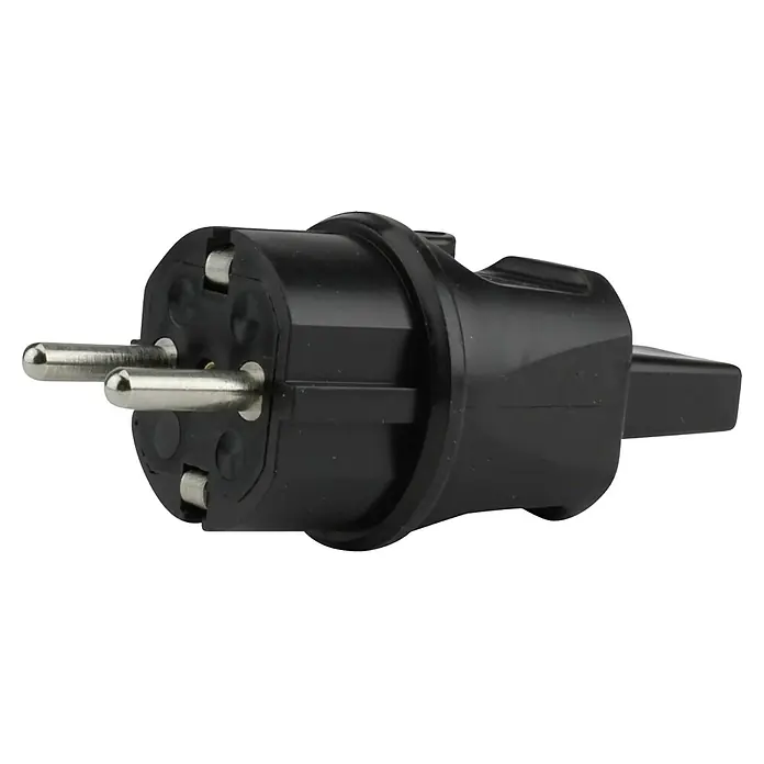 Voltomat Illuminations-Stecker - 230 V - Schwarzer Eurostecker, Typ CEE 7/16, für den Anschluss elektronischer Geräte an europäische Stromnetze. Kompaktes Design für einfache Handhabung.