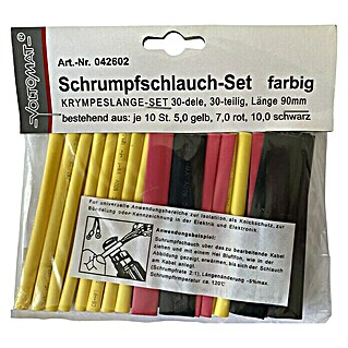 Schrumpfschlauch-Set (Durchmesser: 5 mm - 10 mm, 30 Stk., Gelb, Rot, Schwarz)