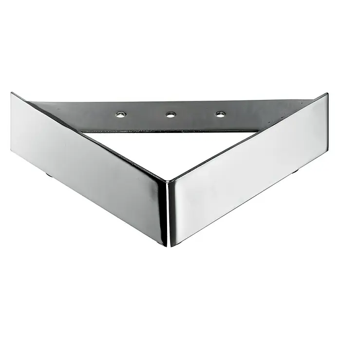 Hettich Möbelfuß Triangle - L x B x H: 4,5 x 15 x 15 cm, Traglast: 50 kg, Stahl, Silber - Verchromter Möbelbeinwinkel mit Löchern zur einfachen Montage. Das elegante Design verleiht Möbeln eine moderne Note.