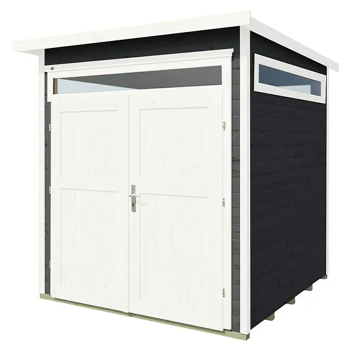 Weka Gartenhaus 264 Gr. 2 - Außenmaß inkl. Dachüberstand (B x T): 263 x 285 cm, Holz, Anthrazit - Geräumiges Gartenhaus mit Doppeltür und Oberlicht, ideal zur Aufbewahrung von Gartengeräten und Werkzeugen.