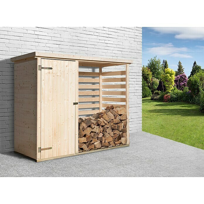 Weka Kaminholzregal 663 B96 x 254 x 193 cm, Holz, Natur Mood Shot