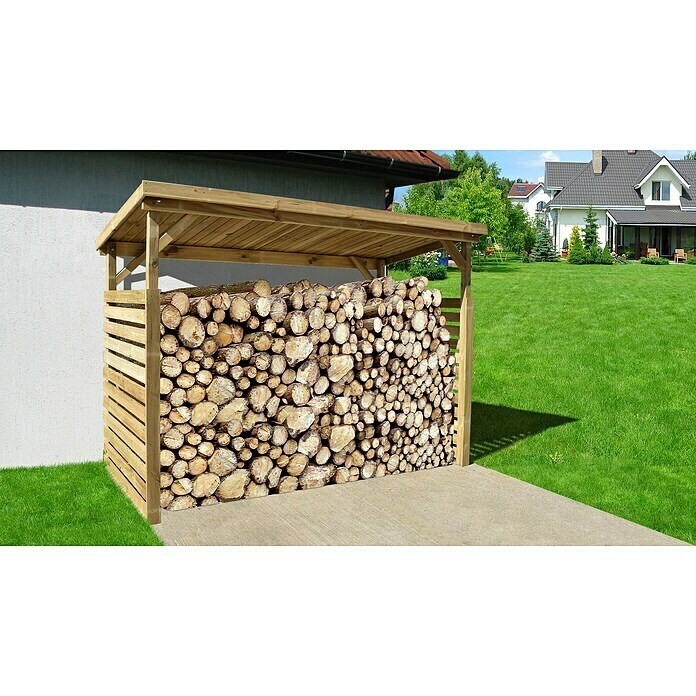 Weka Kaminholzregal 663 B130 x 310 x 204 cm, Holz, Natur Mood Shot