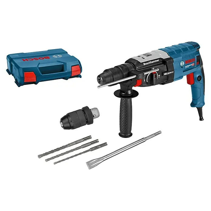 Bosch Professional Kombihammer GBH 2-28 F - 880 W, 3,2 J, SDS-Plus-Aufnahme, Inkl. 3 x Bohrer & Meißel - Der Boschhammer GBH 2-26 F Professional mit Zubehör und Transportkoffer für den professionellen Einsatz.