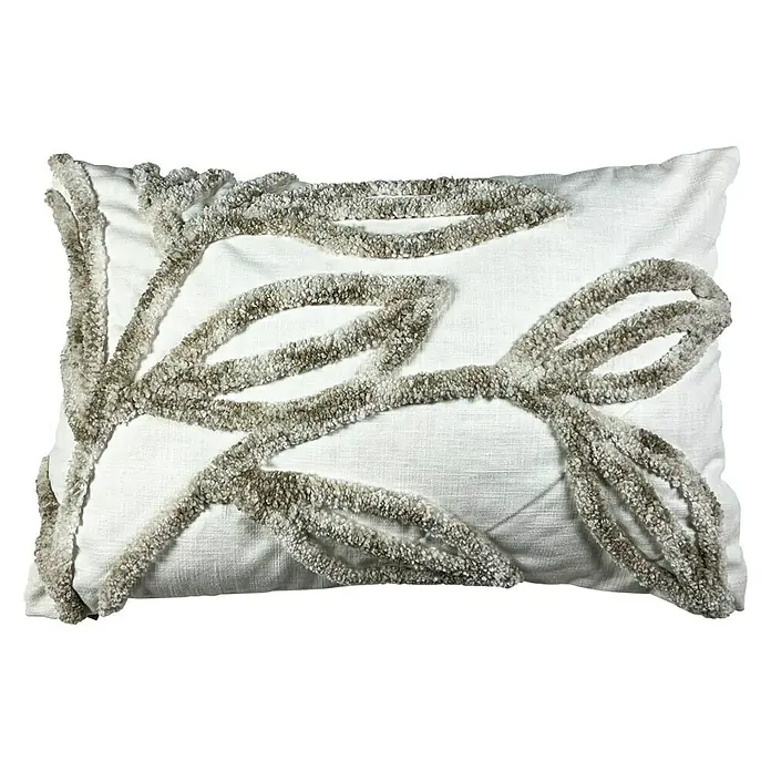 Kissen Lotte - Snow White, 60 x 40 cm, 70 % Baumwolle, 30 % Polyester - Dekorative rechteckige Kissen mit einem Blattmuster. Ein eleganter Akzent für jedes Zuhause, der Komfort und Stil vereint.