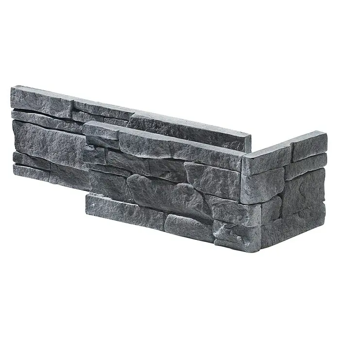 Stegu Verblendstein Mexicana15 x 48,5 cm, Grau, Steinoptik - Eine Nahaufnahme einer grauen Wandverkleidung mit Steineffekt, ideal für Innen- und Außenbereiche. Die Textur wirkt natürlich und robust.
