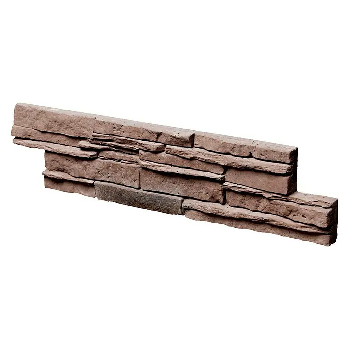 Stegu Verblendstein Kenya - 12 x 53,3 cm, Braun/Rot, Steinoptik - Nahaufnahme einer dekorativen Wandpaneele mit unregelmäßiger Steinoptik in verschiedenen Brauntönen, ideal für Innen- und Außenbereiche.