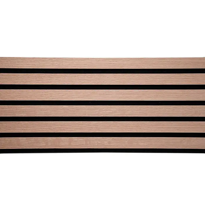 Panel acústico decorativo Premium Light - 250 x 30 x 1,1 cm, Roble natural - Panel acústico de madera con rayas negras, diseñado para la absorción del sonido y un diseño moderno. Ideal para revestimientos de paredes y techos.