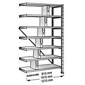 Scholz Aktenregal Anbauelement (Länge: 1.010 mm, Breite: 300 mm, Höhe: 2.280 mm, Traglast: 80 kg/Boden, Anzahl Böden: 7 Stk.)