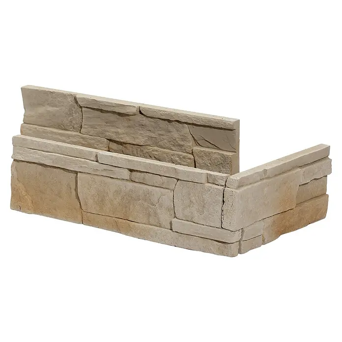 Stegu Verblendstein-Ecke Abra - 33 cm x 18 cm x 10 mm, Beige, Steinoptik - Sandfarbene Mauerverkleidung aus Steinimitat für den Innen- und Außenbereich.