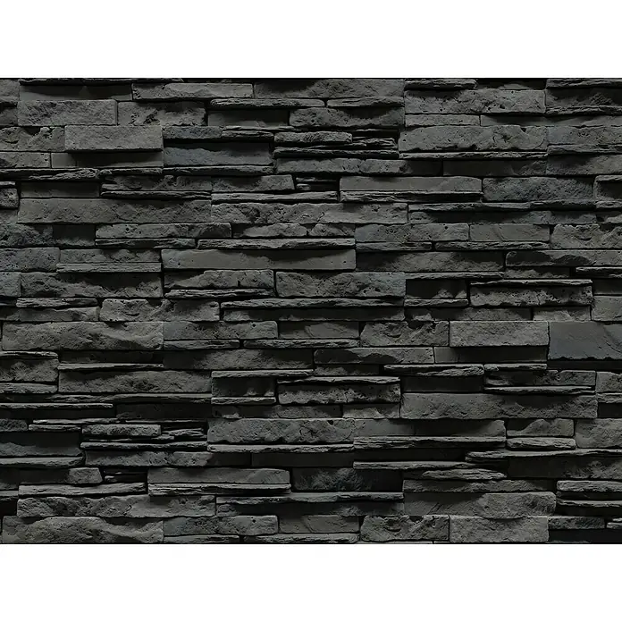 Stegu Verblendstein-Ecke Kongo - 37,5 cm x 12 cm x 16 mm, Graphit, Steinoptik - Strukturierte schwarze Steinwand mit unterschiedlichen Größen, die ein auffälliges und modernes Erscheinungsbild bietet.