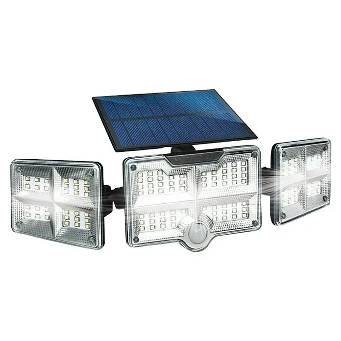 Proyector LED solar Beyong Bight X3 - Blanco frío, 1.000 lm - Luz LED exterior con energía solar y sensor de movimiento. Ideal para patio, jardín o terraza, con cabezales de luz ajustables para iluminación.