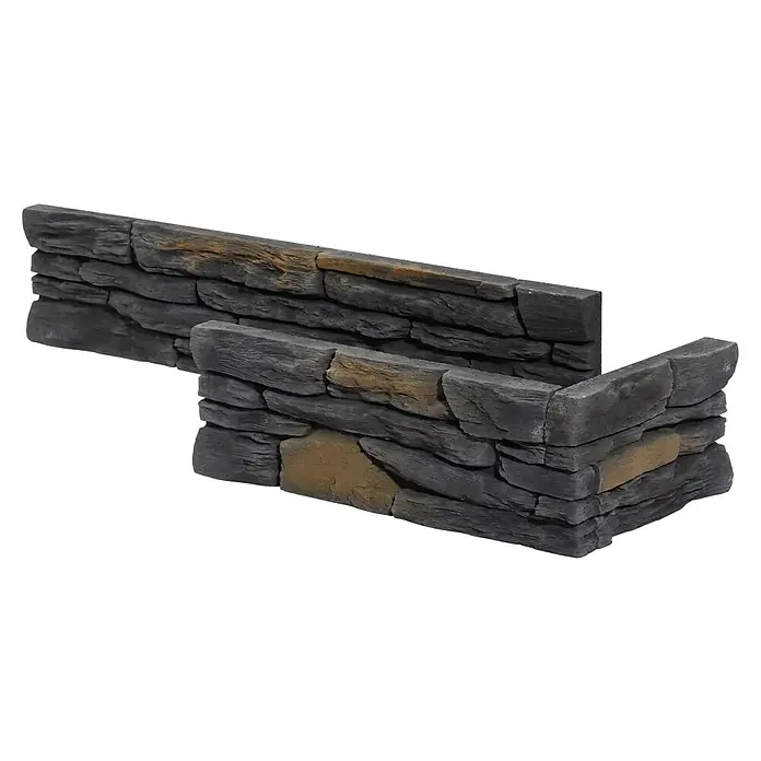 Stegu Verblendstein Porto - 11 x 54 cm, Graphit, Steinoptik - Dekorative Steinpaneele für den Innen- und Außenbereich, ideal zur Wandverkleidung und Fassadengestaltung.