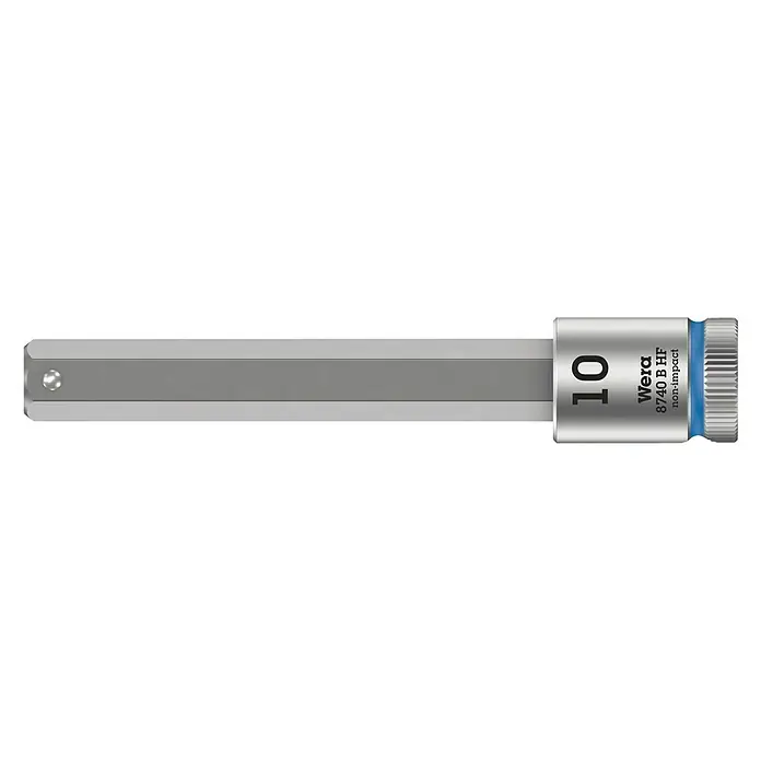 Wera Steckschlüsseleinsatz 8740 B HF HEX-PLUS - 10 mm, ⅜″, Länge: 100 mm - Wera 8740 B HF Innensechskant-Steckschlüsseleinsatz, Größe 10, für Schrauben mit Innensechskantprofil. Non-Impact Ausführung.