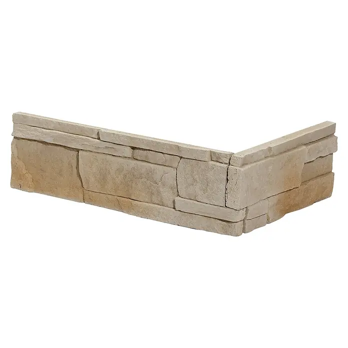 Stegu Verblendstein-Ecke Abra - 33 cm x 18 cm x 10 mm, Beige, Steinoptik - Eckstück aus beigem Naturstein zur dekorativen Wandverkleidung. Ideal für Innen- und Außenbereiche, robust und langlebig.