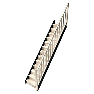 Sogem Escalera principal Liverpool vertical (Ancho: 82 cm, Roble/Negro, Recto, Número de niveles: 13 ud.)