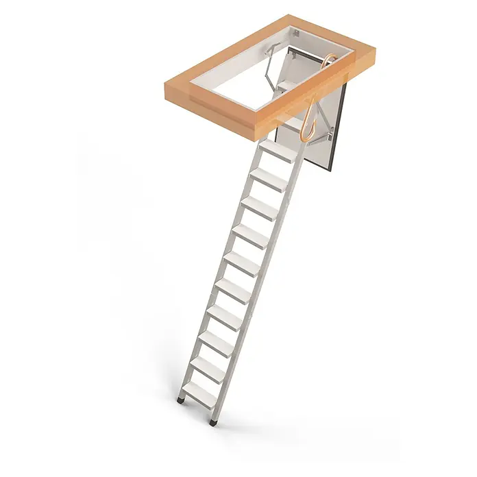 Sogem Escalera escamoteable EcoSteel - 120 x 60 cm, Aislamiento térmico: 1,2 W/(m²K) - Una escalera retráctil de madera y metal para ático que permite un fácil acceso al ático. Práctica y ahorra espacio.