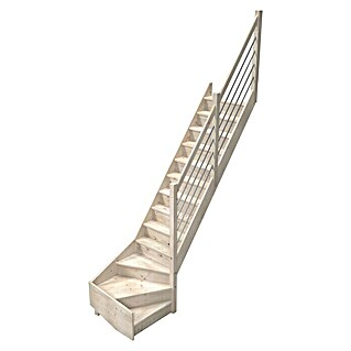 Sogem Escalera principal Trendy Eco (Ancho: 82 cm, 1/4 espiral derecha, Altura de planta: 280 cm, Abeto)