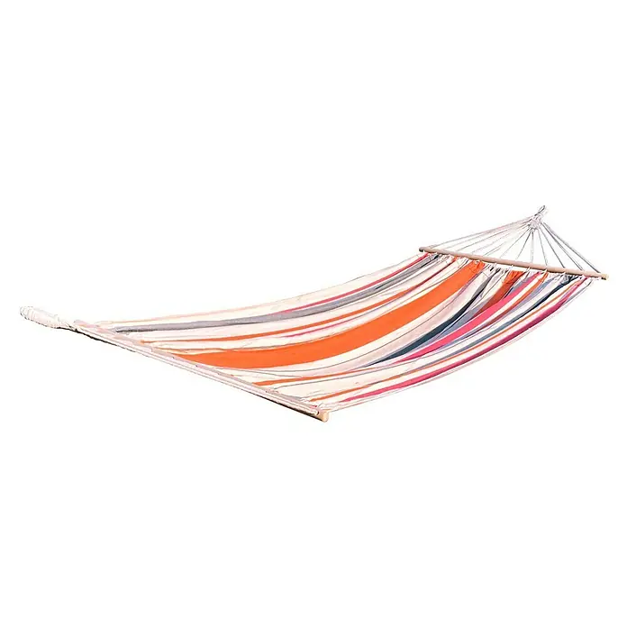 Chillounge Stabhängematte - L x B: 300 x 140 cm, Sunrise - Eine gestreifte Hängematte mit Holzspreizstäben zum Entspannen im Garten oder auf der Terrasse. Sie ist komfortabel und lädt zum Relaxen ein.