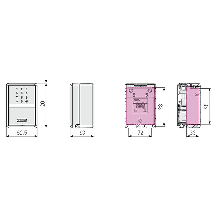 Abus Sleutelbox Key Garage 787 Smart Bluetooth (Geschikt voor: Tot max. 20 sleutels, l x b x h: 63 x 82,55 x 120 mm, Zonder beugel) | BAUHAUS