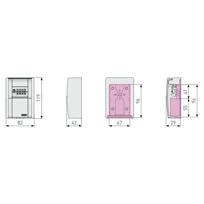 Abus Schlüsselbox Key Garage 787  (Geeignet für: Bis zu 20 Schlüssel, L x B x H: 45 x 80 x 120 mm, Ohne LED-Beleuchtung)