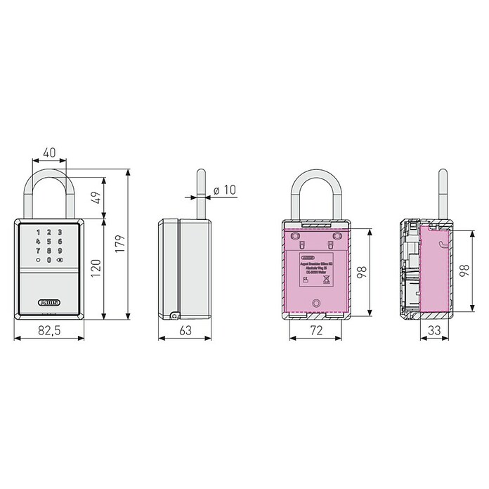 Abus Schlüsselbox Key Garage 797 Smart Bluetooth (Geeignet für: Bis zu 20 Schlüssel, L x B x H: 63 x 82,5 x 179 mm, Mit Bügel) | BAUHAUS