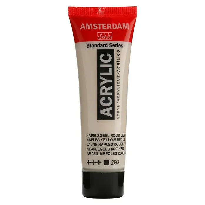 Talens Amsterdam Pintura acrílica Standard - Amarillo Nápoles Rojo Claro, 20 ml, Tubo - Un tubo de pintura acrílica Amsterdam Standard Series en color "Amarillo Nápoles Rojo Claro", con el número de color 292.