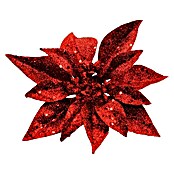 Dekoblüten Weihnachtsstern mit Clip (Rot mit Glitzer, Blume, Durchmesser: 14 cm) | BAUHAUS