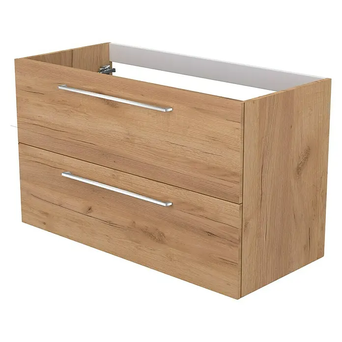 Camargue Espacio Waschtischunterschrank - 100 x 46 x 60 cm, 2 Schubkästen, Doce - Modernes Holz Waschbeckenunterschrank mit zwei Schubladen und silbernen Griffen für das Badezimmer. Stilvolle und praktische Badmöbel.