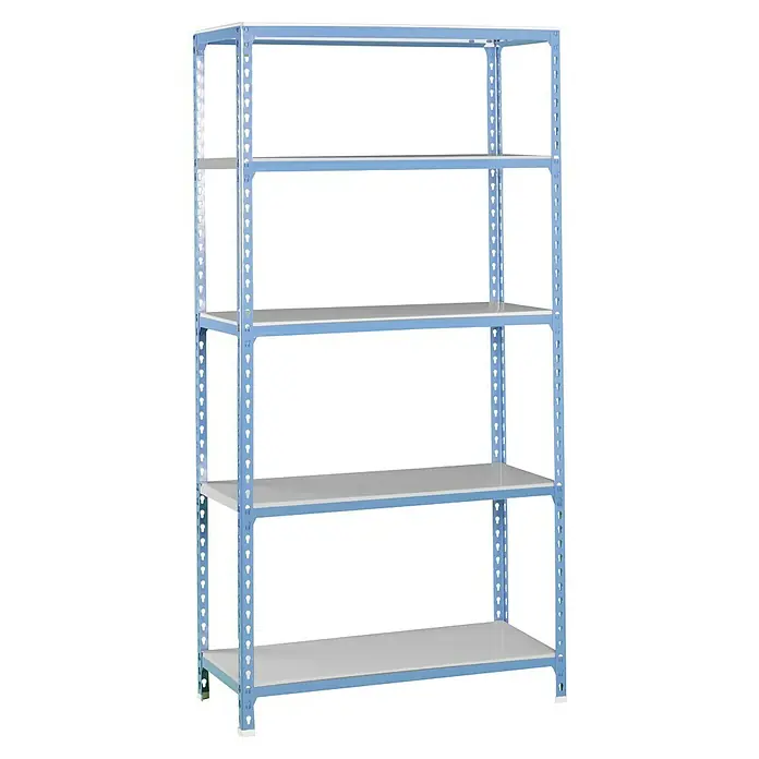 Simonrack Simonclick Metallregal Simonclick Plus - H x B x T: 180 x 90 x 30 cm, Traglast pro Boden: 180 kg, Anzahl Böden: 5 Stk., Stecken, Blau/Silber - Metallregal mit vier Ebenen für Lagerung oder Organisation.