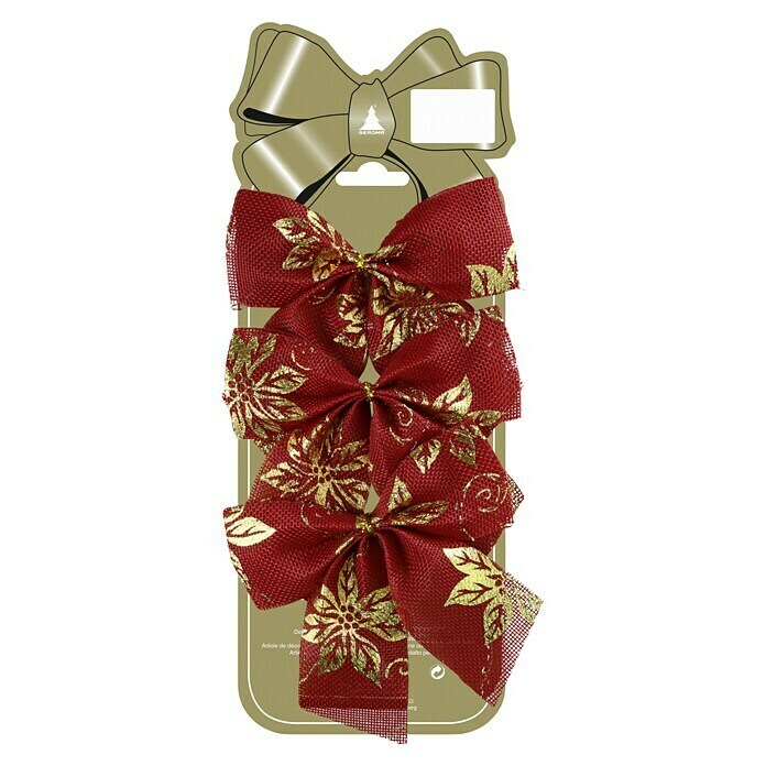 Deko-Schleife Rot mit Goldverzierung (13 cm, Rot/Gold, 3 Stk.) | BAUHAUS