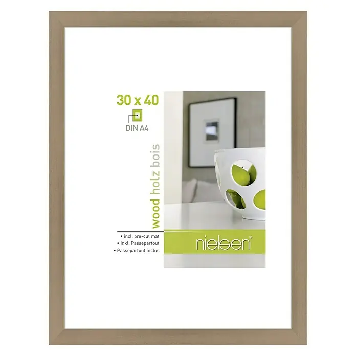 Nielsen Holzrahmen Apollo - 30 x 40 cm, Alt-Silber - Bilderrahmen aus Holz für Fotos und Kunstdrucke im Format 30x40 cm, ideal für die Präsentation von Kunstwerken.