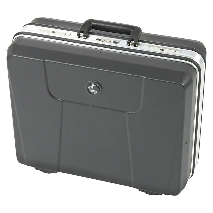 Hepco & Becker Werkzeugkoffer Budget 5072 - L x B: 430 x 510 mm, Höhe: 220 mm, ABS - Schwarzer Hepco & Becker Business Koffer mit silberfarbenen Akzenten. Sicherer und stilvoller Transport für Ihre Geschäftsunterlagen.