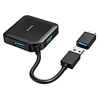 Hama Hub USB 4 puertos (USB-3.2 Gen 1, Negro)