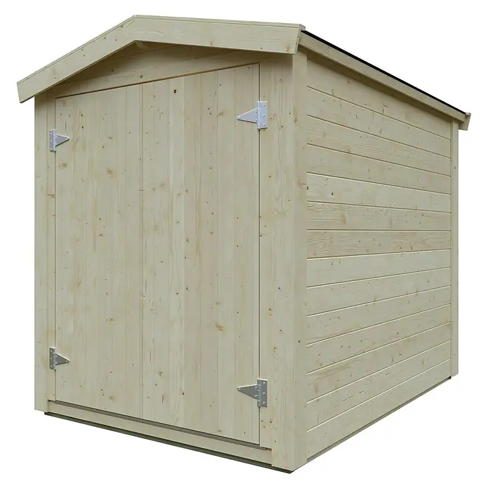 Kiehnholz Gerätehaus - Außenmaß inkl. Dachüberstand (B x T): 164 x 223 cm, Holz, Natur - Holzschuppen mit Doppeltür und Satteldach. Das Holz ist hell und naturbelassen, die Beschläge sind aus Metall. Praktischer Stauraum für den Garten.