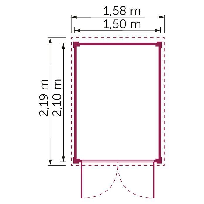 Fahrradgarage Bikebox2,19 x 1,58 m, Geeignet für: 2 Fahrräder Sketch