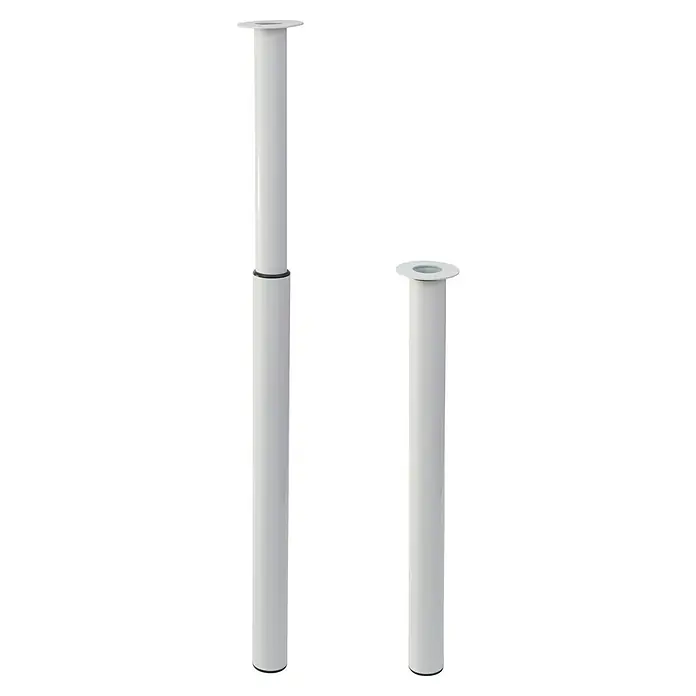 Rei Teleskop-Möbelfuß - Durchmesser: 6 cm, Höhenverstellung: 71 cm - 100 cm, Stahl, Weiß - Zwei weiße, zylindrische Tischbeine mit flachen, runden Oberseiten für einen modernen und minimalistischen Look.