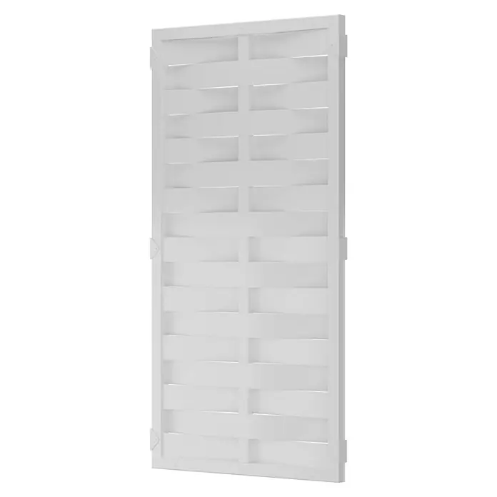 T & J Lightline Sichtschutzelement - 90 x 180 cm, Lamellenzaun, Weiß - Weißer, rechteckiger Sichtschutz mit horizontalen Lamellen und Rahmen, ideal zur Abgrenzung und als Designelement im Außenbereich.