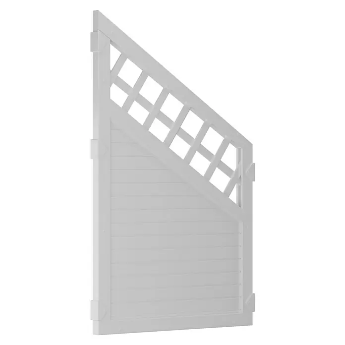T & J Lightline Sichtschutzelement - 90 x 150 cm, Weiß - Das weiße Gartenzaunelement mit Latten und diagonalem Gittereinsatz bietet Privatsphäre und ist eine stilvolle Ergänzung für jeden Garten.