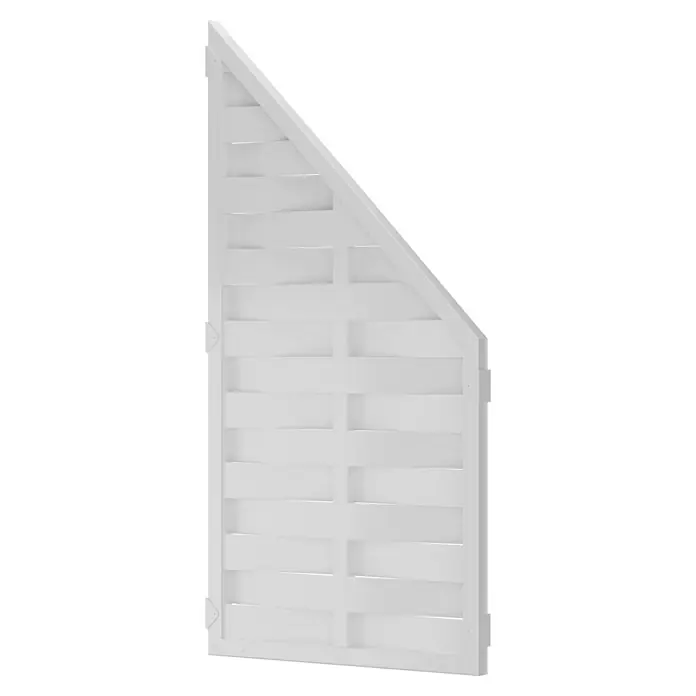 T & J Lightline Sichtschutzelement - 180 x 180 cm, Abgeschrägt, Weiß - Weiße Holzgittertür für den Außenbereich, ideal für Garten oder Terrasse. Robuste Konstruktion mit schrägem Oberteil für zusätzlichen Stil.
