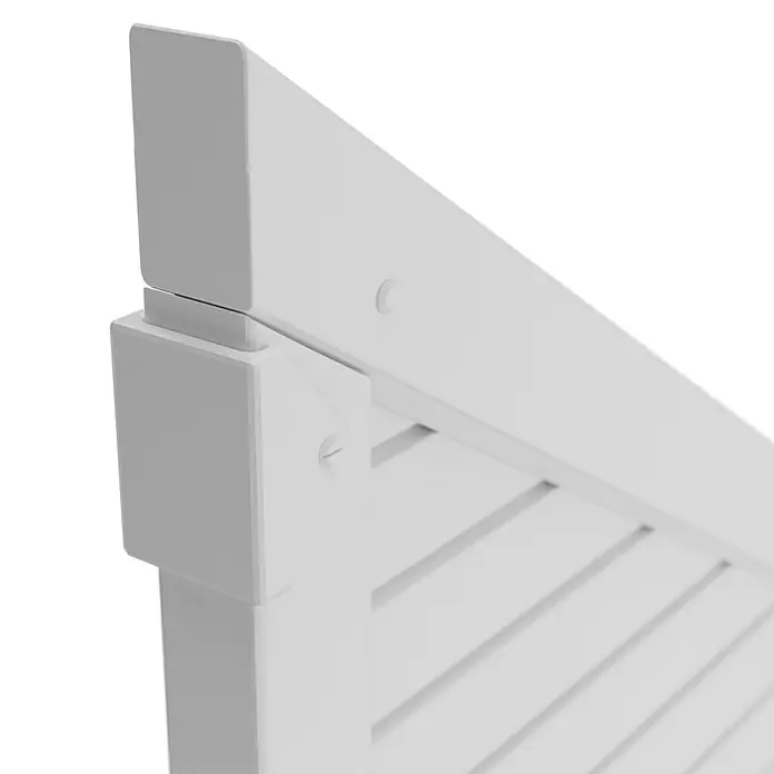 T & J Lightline Sichtschutzelement Ecke - 90 x 150 cm, Abgeschrägt, Weiß - Nahaufnahme einer weißen Pergola, die die klaren Linien und die moderne Ästhetik des Designs hervorhebt. Die architektonische Konstruktion bietet Schatten und Stil.
