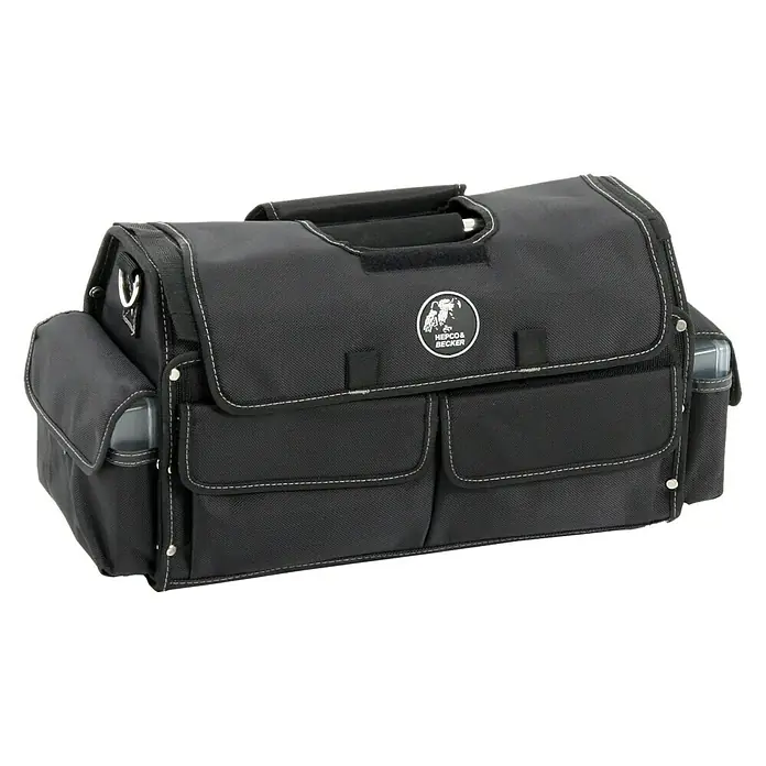 Hepco & Becker Werkzeugtasche Profi-Installateurtasche 5858 - L x B x H: 200 x 400 x 240 mm, Polyester - Schwarze Hepco & Becker Werkzeugtasche mit Tragegriff und mehreren Fächern. Ideal für den Transport von Werkzeug.