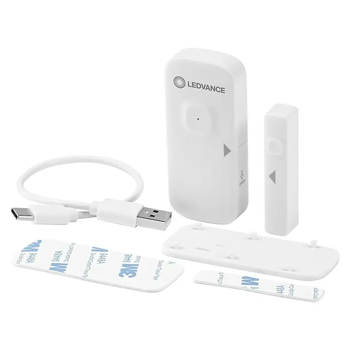 Ledvance Smart+ WiFi Funk-Fensterkontakt - Weiß, 3,1 x 2,4 x 7,2 cm - LEDVANCE Smart Tür-/Fenstersensor mit USB-Kabel und Montageklebestreifen für die einfache Installation.