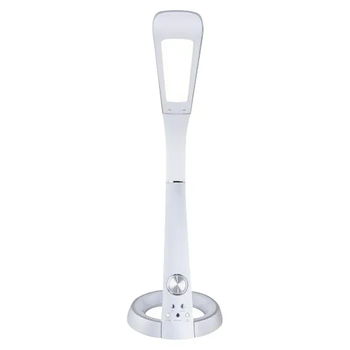 Globo Lámpara de sobremesa LED Mitti - 8 W, L x An x Al: 34 x 18 x 64 cm, Plateado, Blanco frío - Elegante lámpara de escritorio LED blanca con luz regulable y controles táctiles, perfecta para un espacio de trabajo moderno o mesita.
