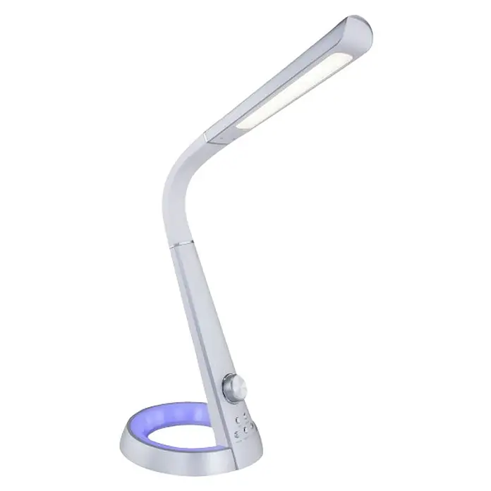 Globo Lámpara de sobremesa LED Mitti - 8 W, L x An x Al: 34 x 18 x 64 cm, Plateado, Blanco frío - Lámpara de escritorio LED plateada con luz ajustable y control táctil para una iluminación óptima.