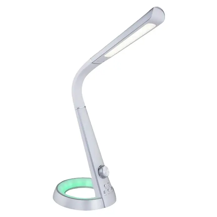 Globo Lámpara de sobremesa LED Mitti - 8 W, L x An x Al: 34 x 18 x 64 cm, Plateado, Blanco frío - Lámpara de escritorio plateada con luces LED y panel táctil para ajustar el brillo y la temperatura de color. Ideal para la oficina.