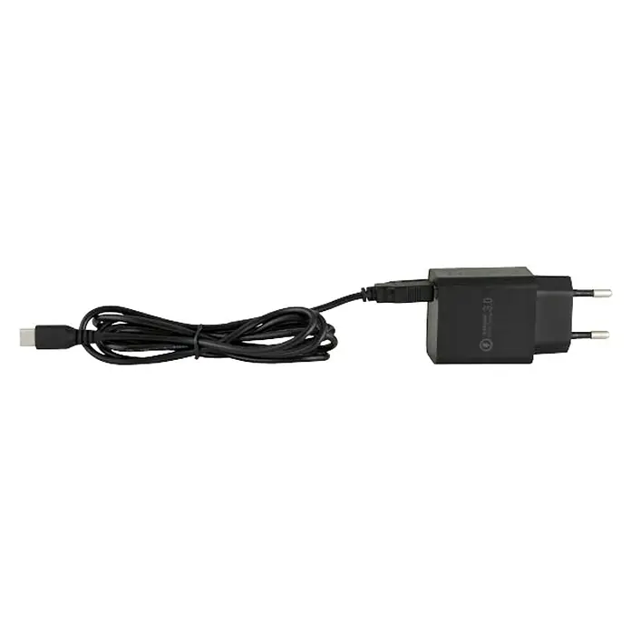 Globo Lámpara de sobremesa LED Melli - 3 W, L x An x Al: 34 x 8,5 x 45 cm, Negro, Blanco frío - Cargador negro con cable USB-C, perfecto para una carga rápida y eficiente de tus dispositivos. Ideal para viajes y uso diario.